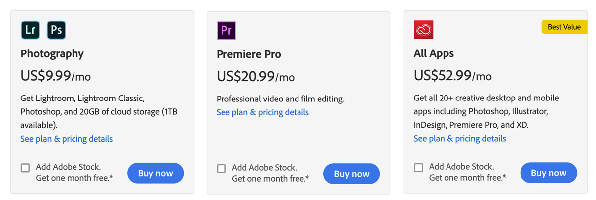 photoshop monthly subscription