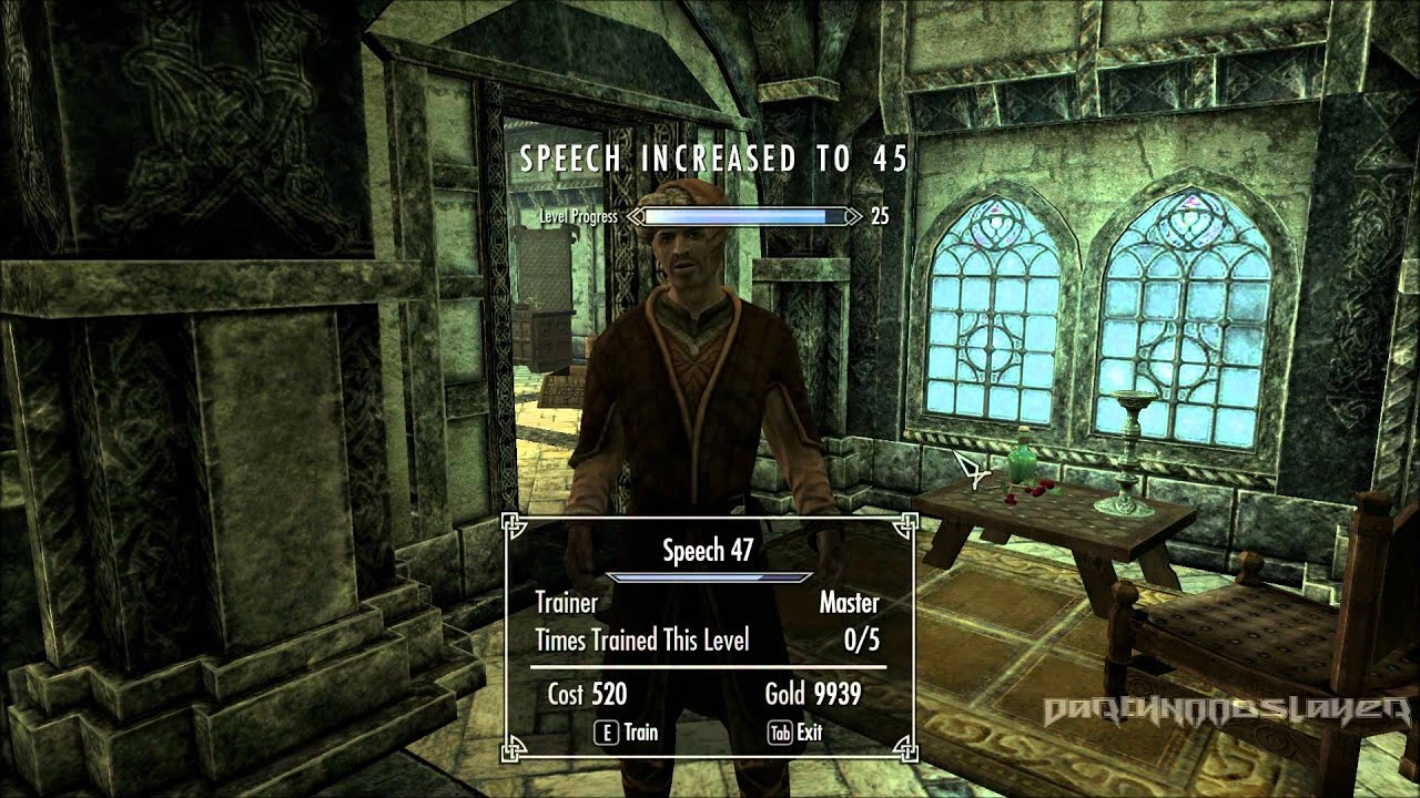 how to train speech skyrim