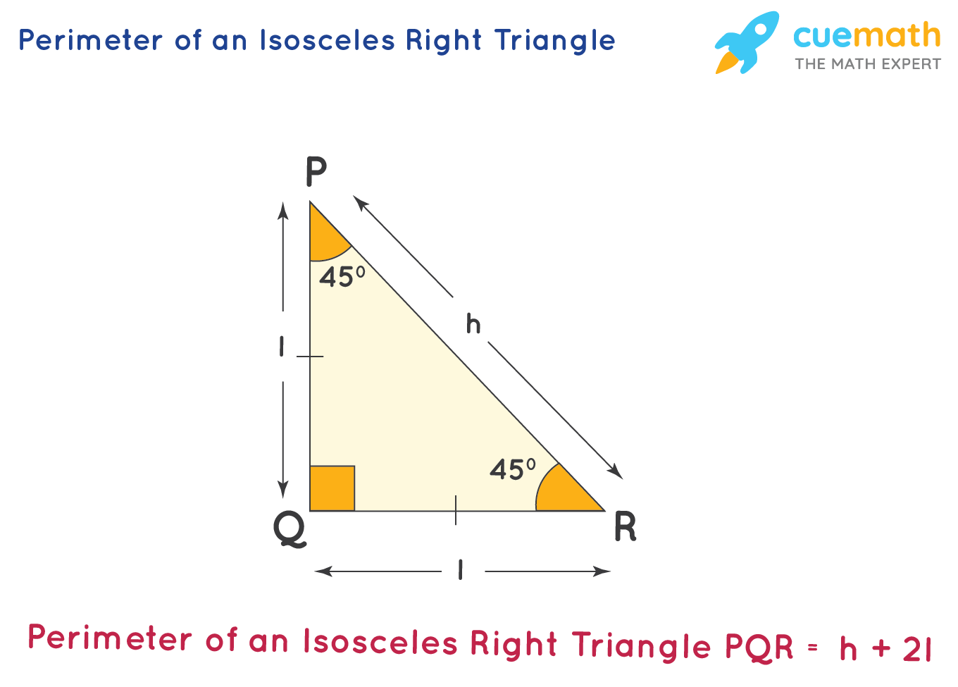 perimeter of isosceles right angle triangle