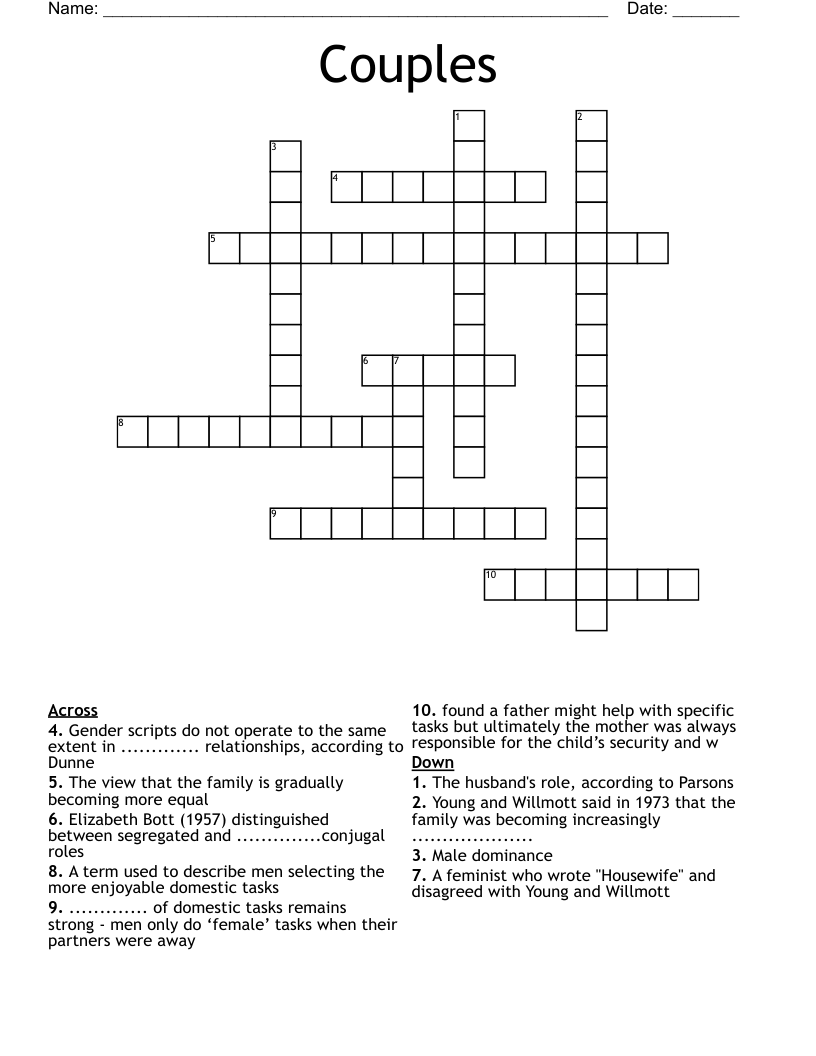 people each having one life partner crossword