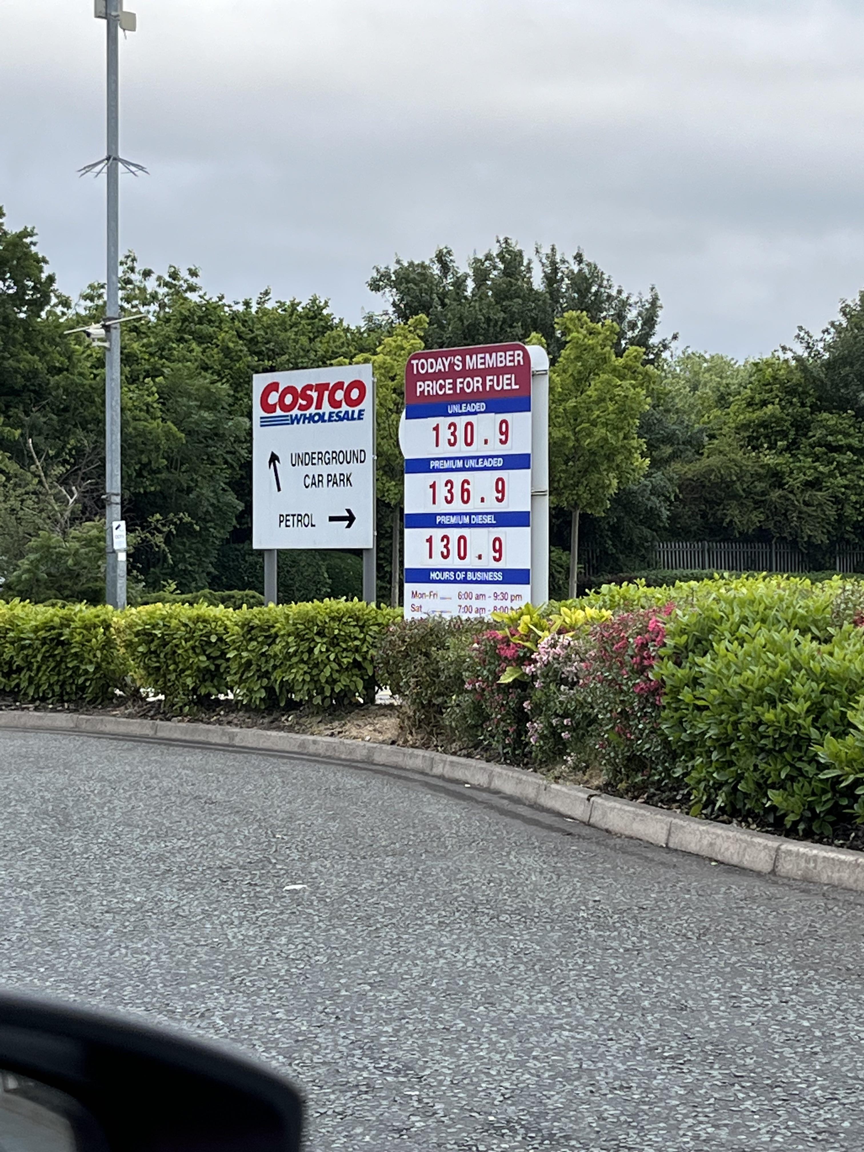 costco fuel price today 2022 uk