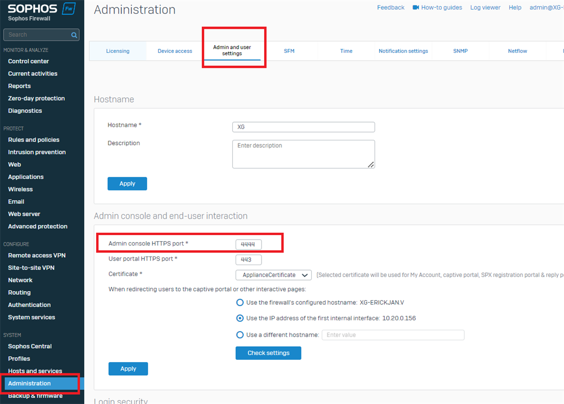 sophos login portal