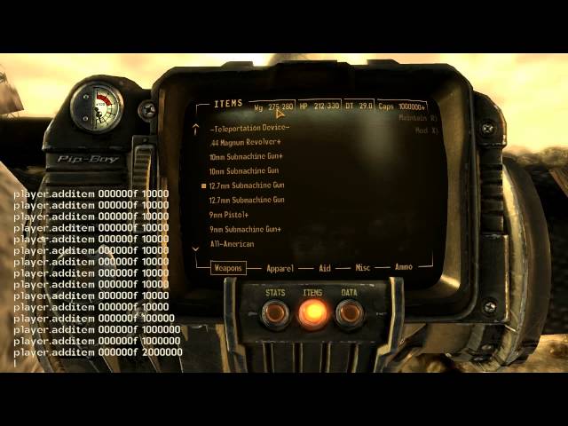 console commands for new vegas