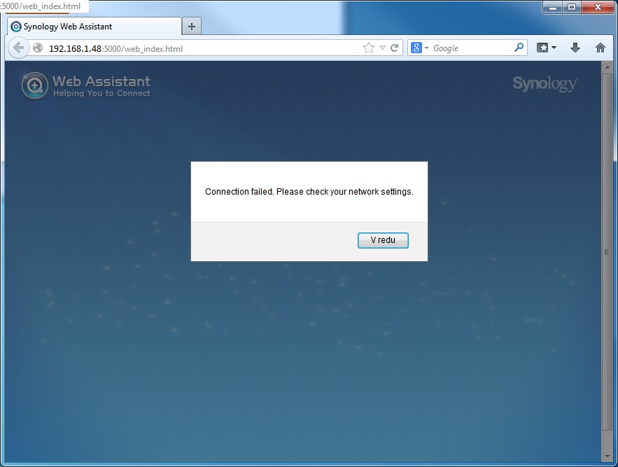 synology assistant connection failed