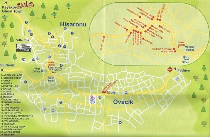 hotel map of hisaronu