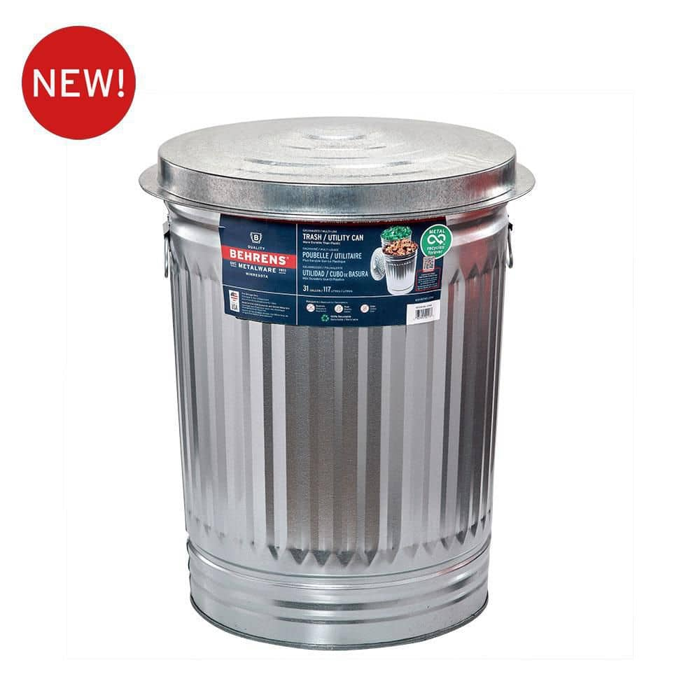 steel garbage can with lid