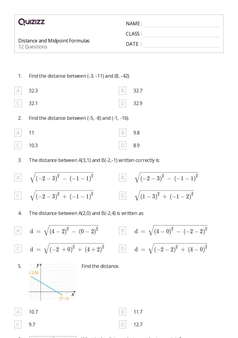 the midpoint formula worksheet answers