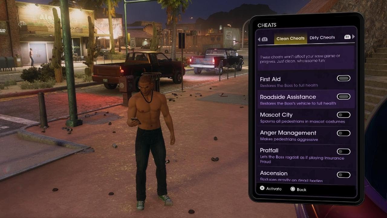 saints row game cheats