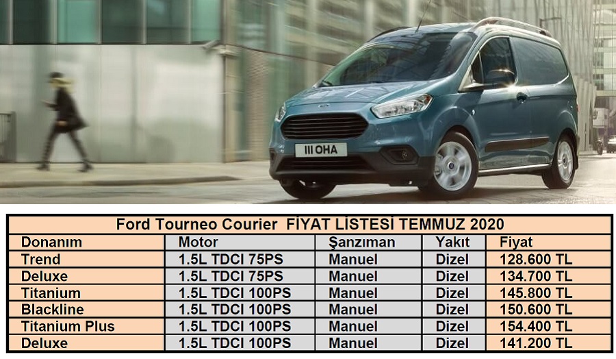 ford courier 2021 fiyat listesi