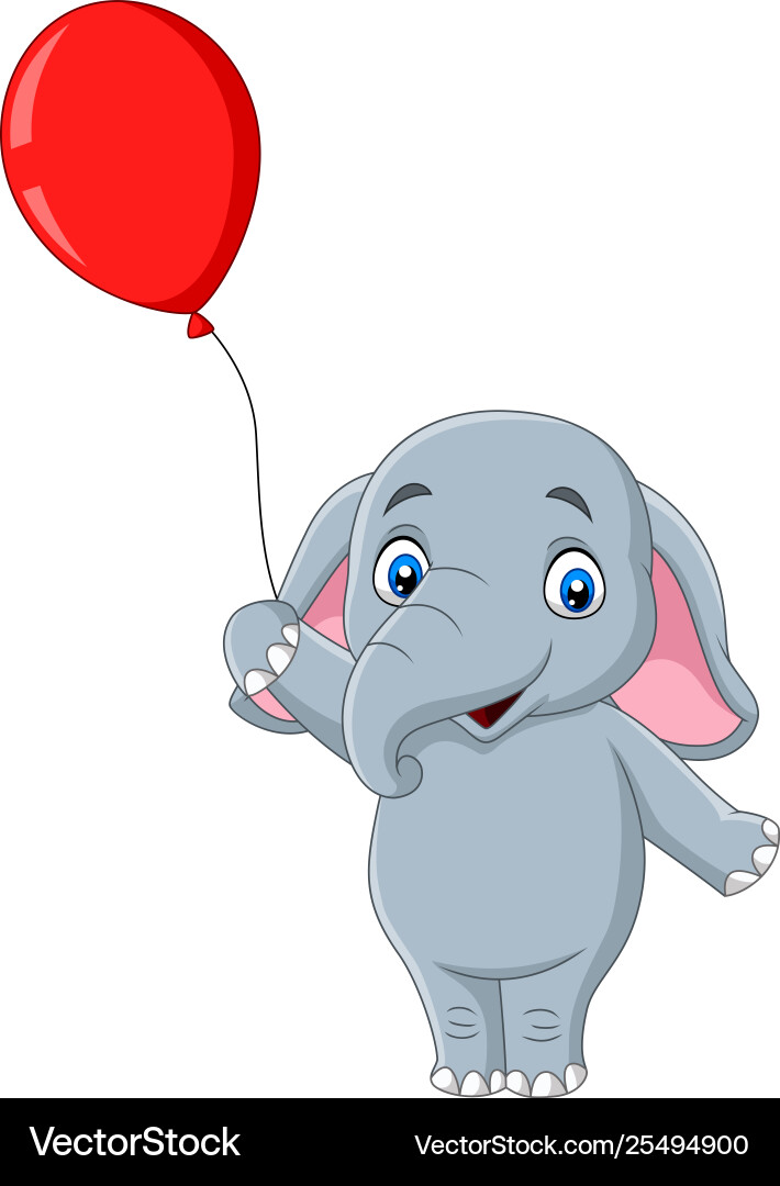 cartoon elephant holding balloons