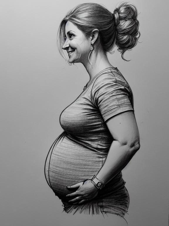 pregnant lady pencil drawing