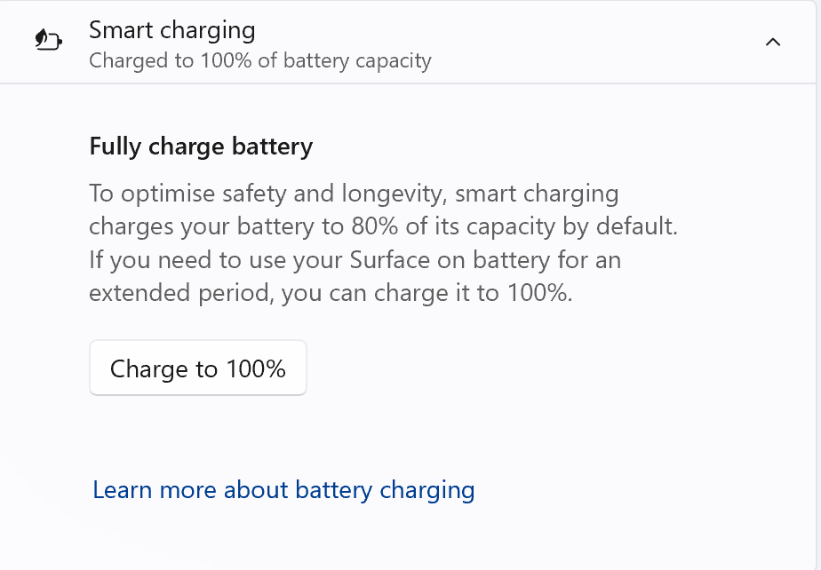 turn off smart charging surface pro