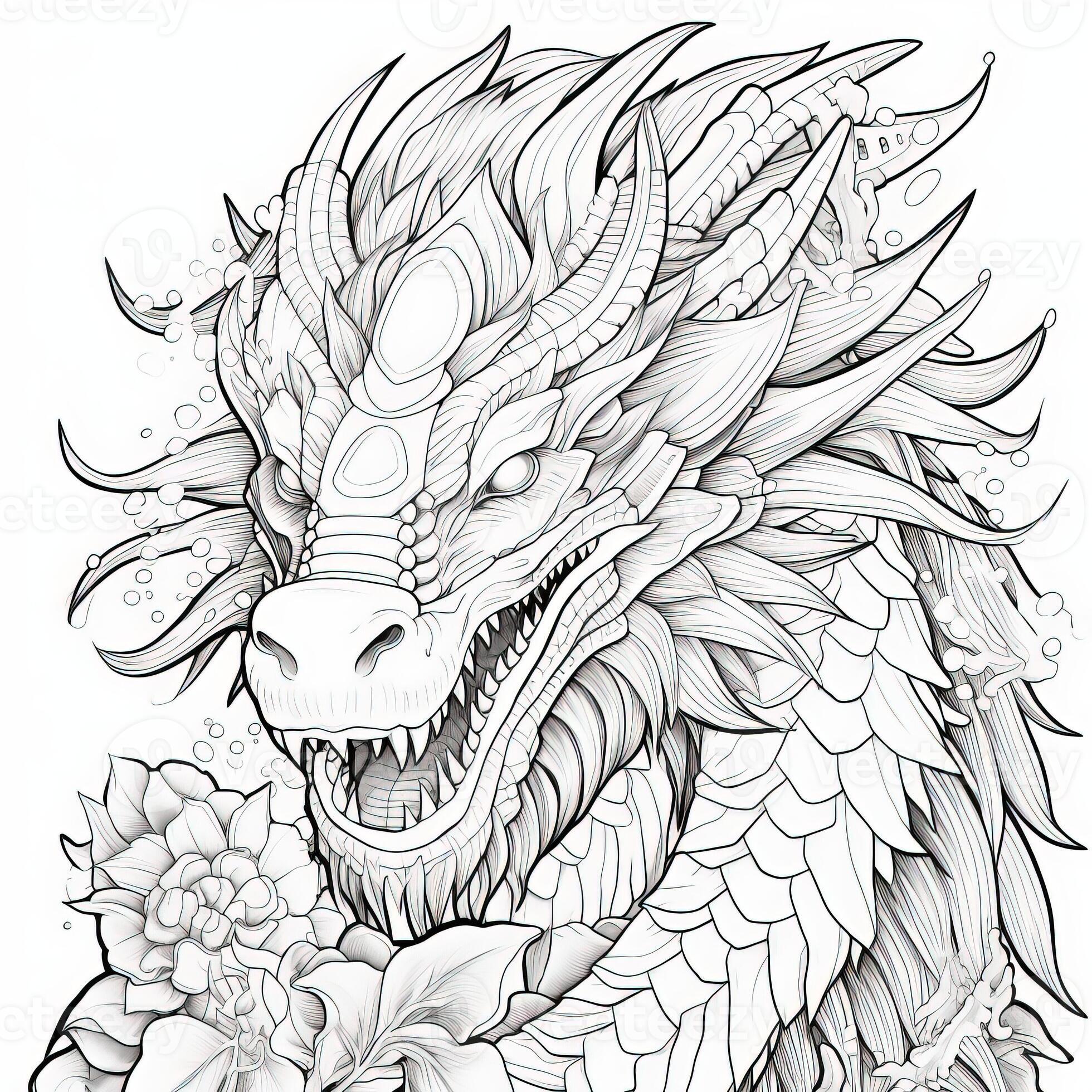 dragon colouring pages for adults