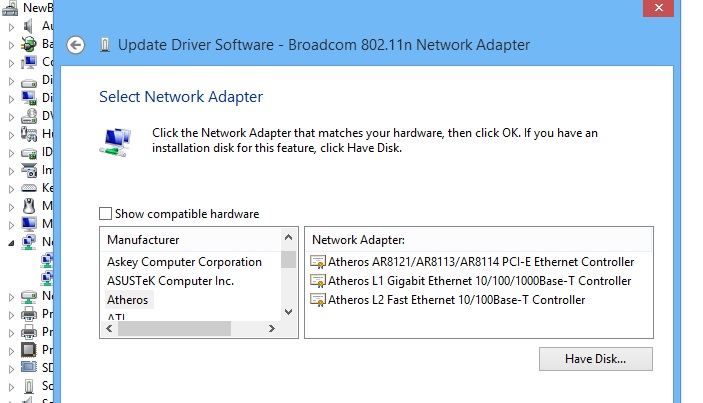 broadcom 802.11 n network adapter windows 8.1 driver