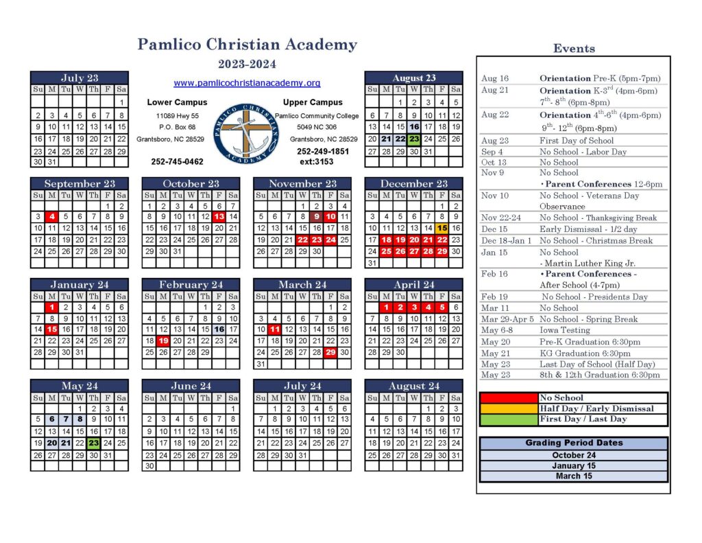 pensacola christian college calendar