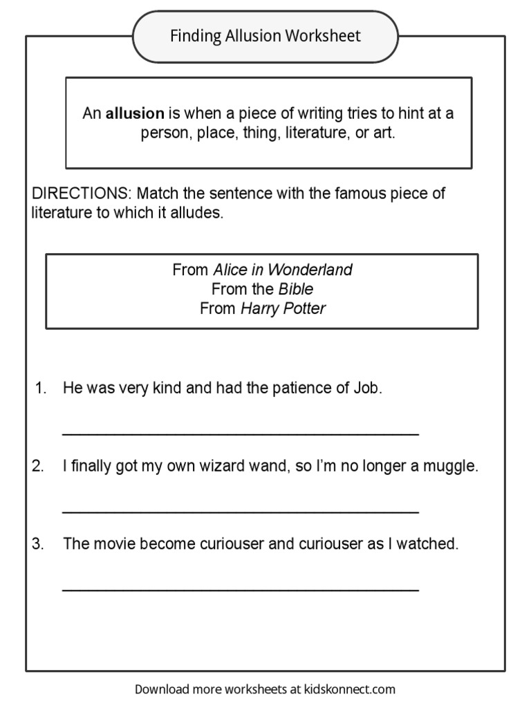 allusion worksheet