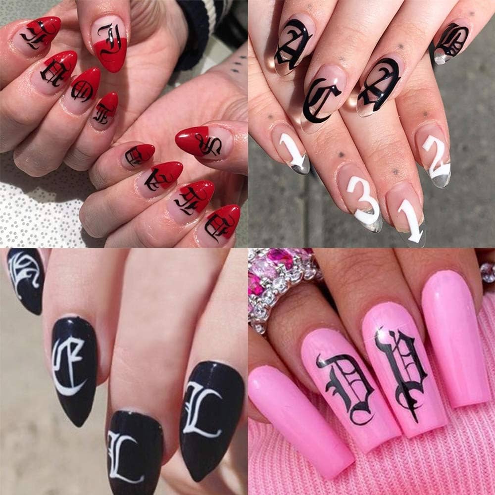 diseños de uñas con letras