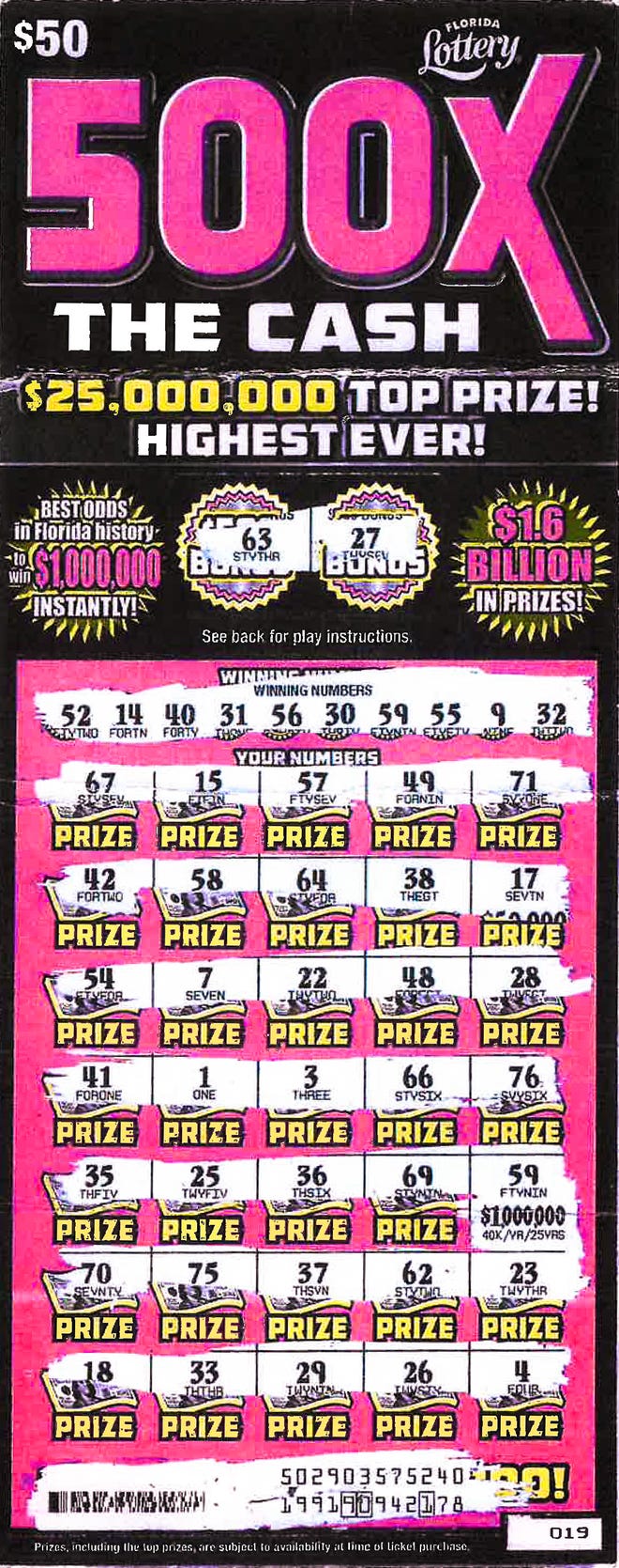 florida lottery scratch off