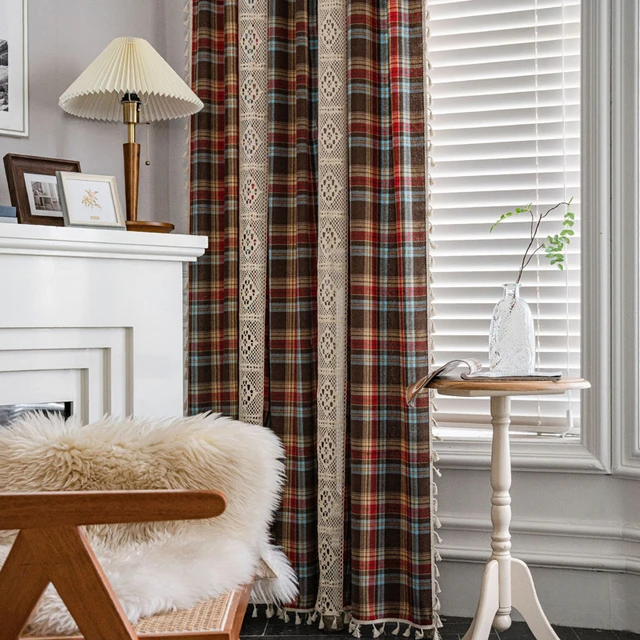 plaid curtains for living room