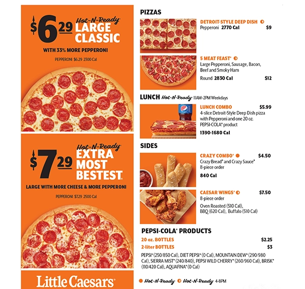 little caesars pizza gary menu