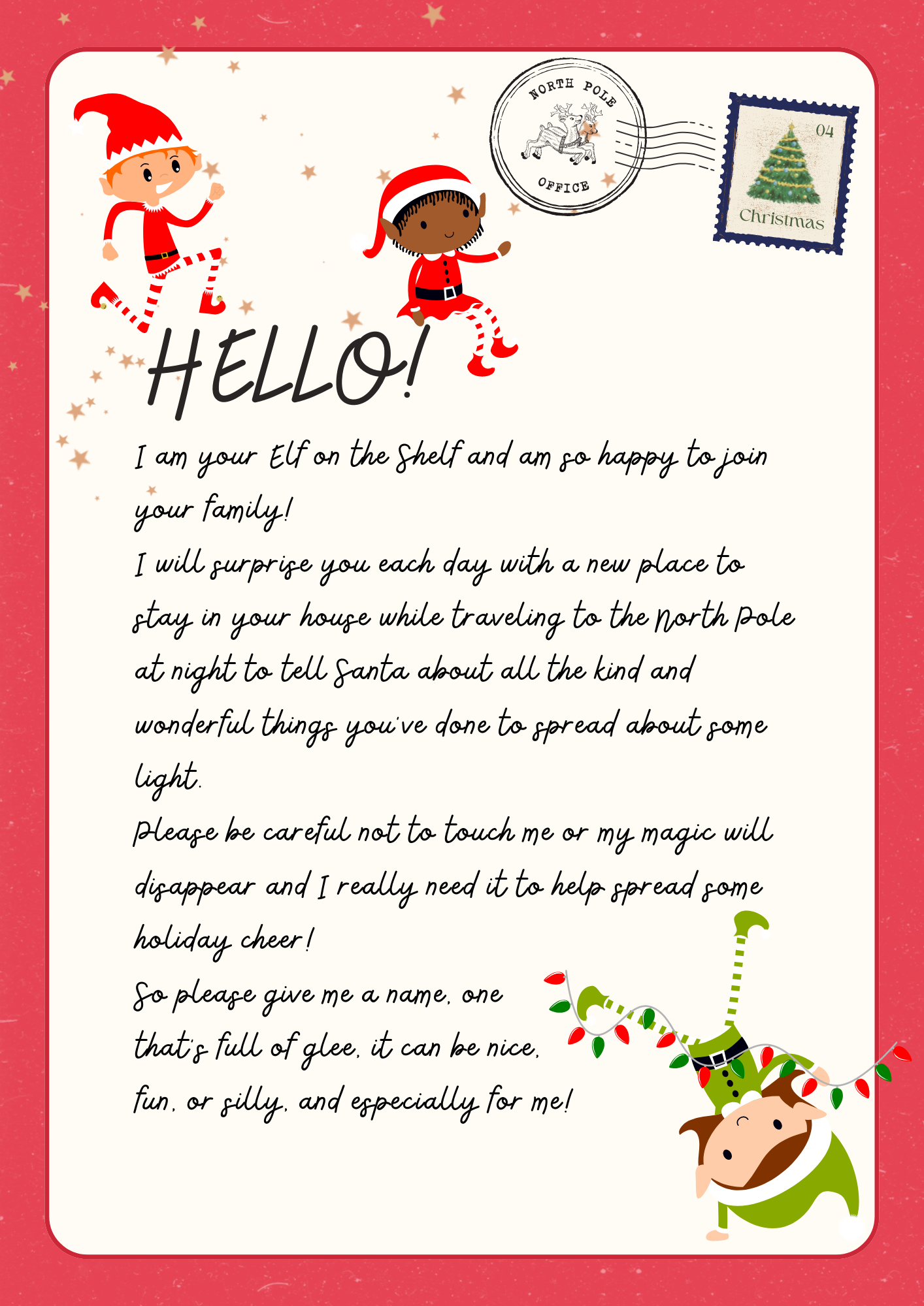 welcome letter from elf on the shelf