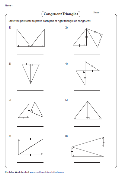 triangle congruence postulates worksheet