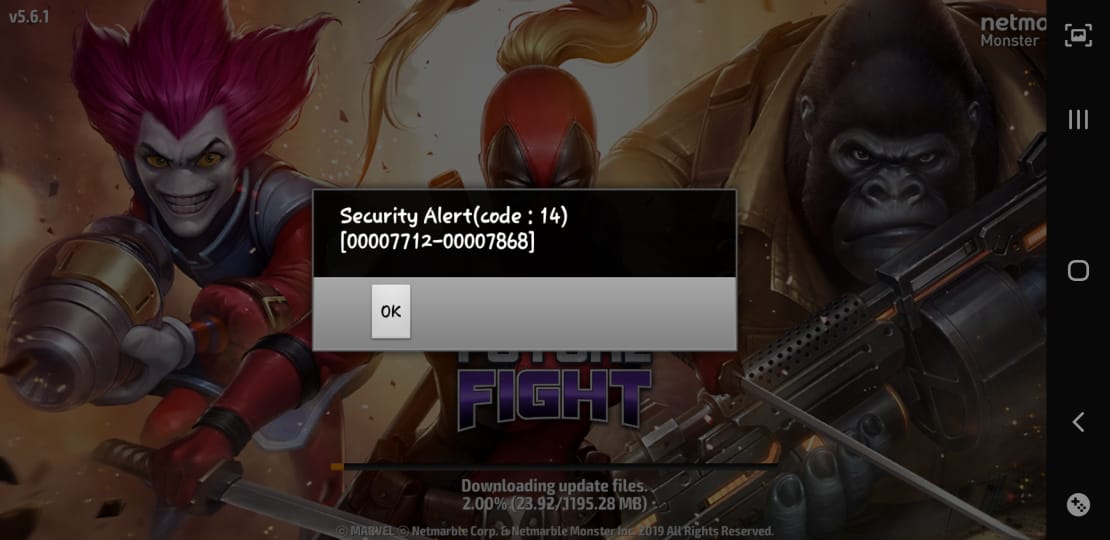 marvel future fight security alert code 2