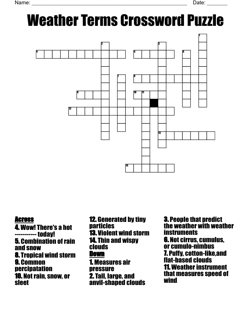 wintry weather feature crossword clue