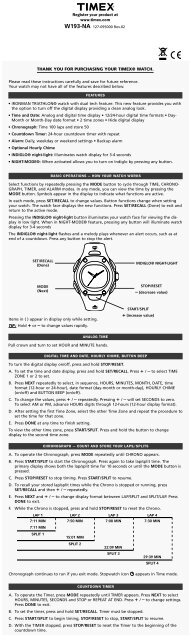 timex watch manuals