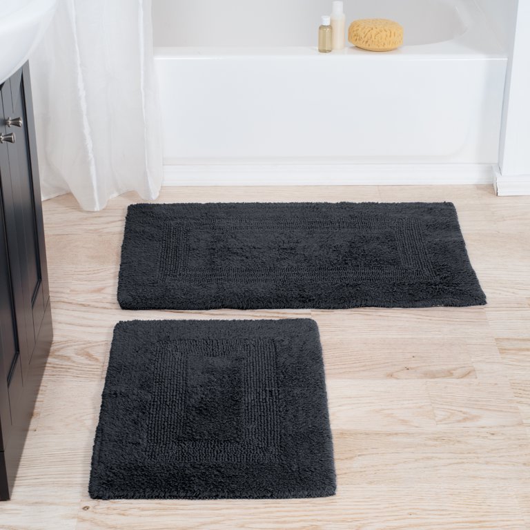 black bath rug set