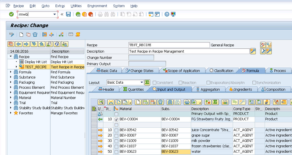 master recipe table in sap