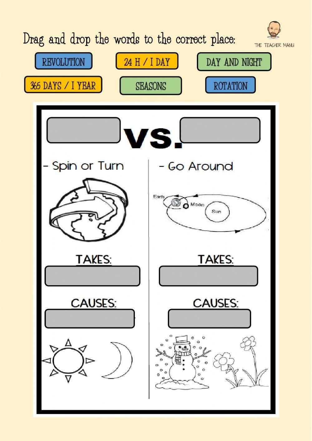 rotation and revolution worksheet