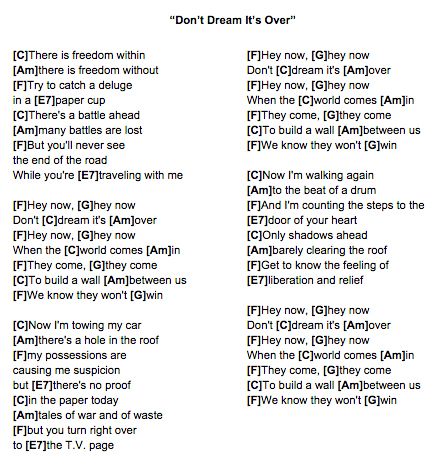 hey now dont dream its over lyrics