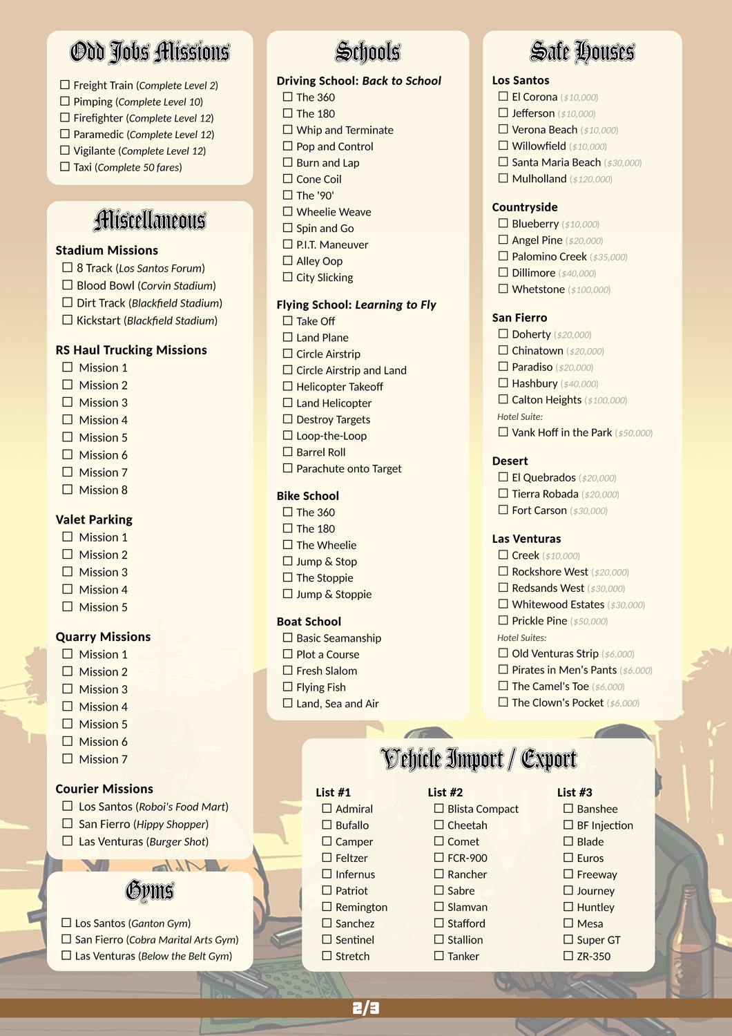 san andreas list of missions