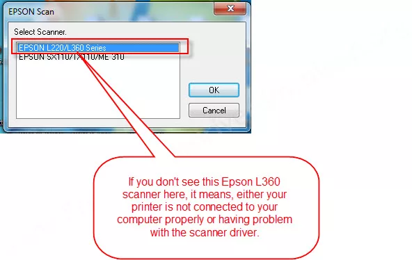 epson l360 scan button