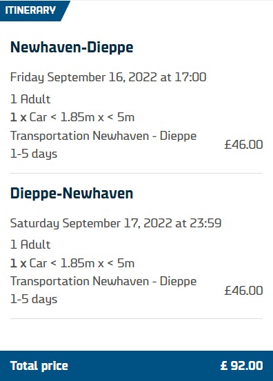 dieppe to newhaven timetable