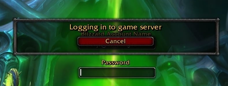 logging into game server wow stuck