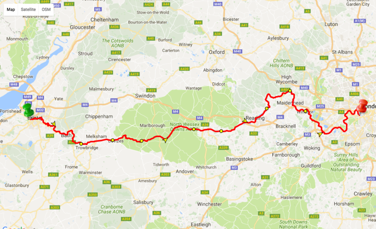 distance between bristol and london