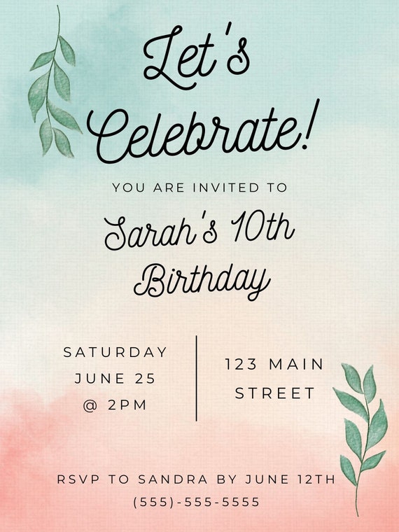 birthday invitation templates