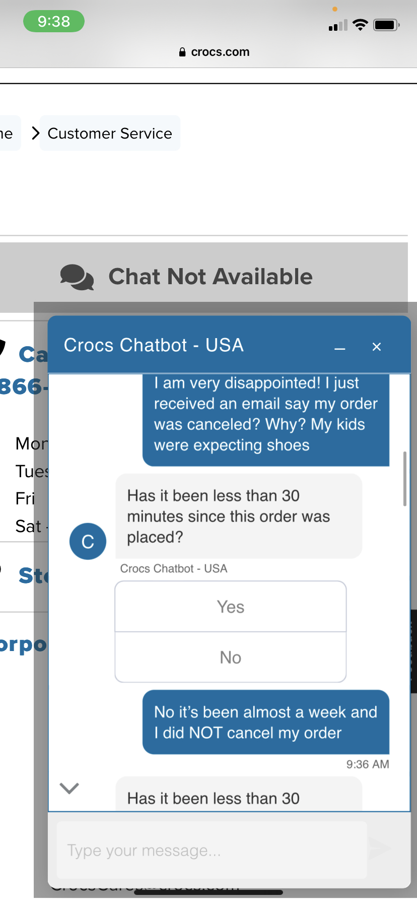 crocs live chat