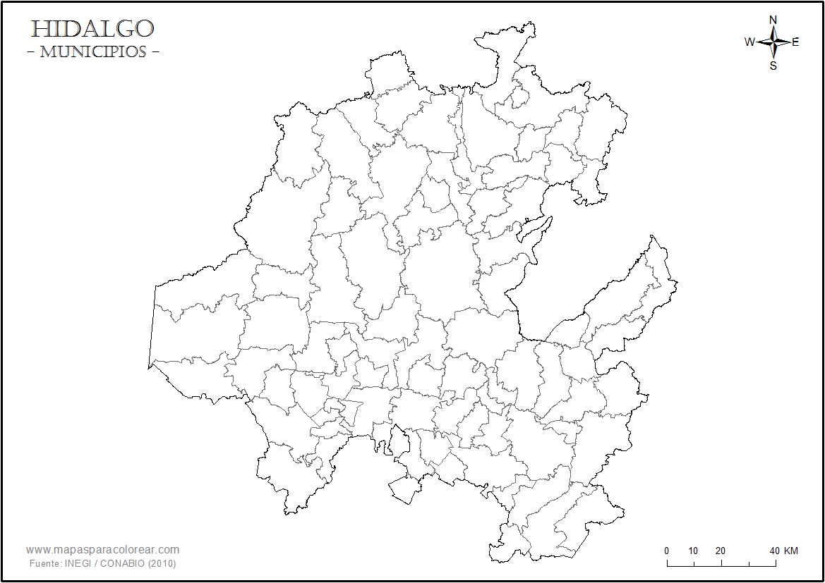 mapa de hidalgo sin nombres