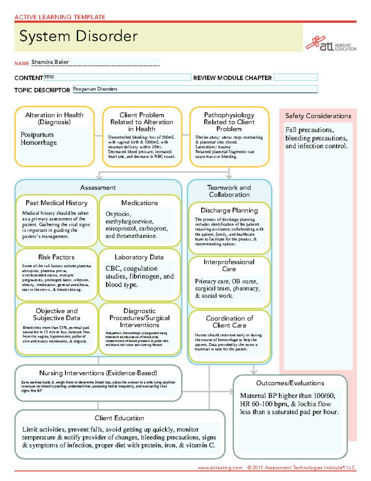 postpartum hemorrhage ati