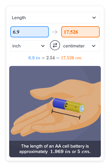 6.9 inches to cm