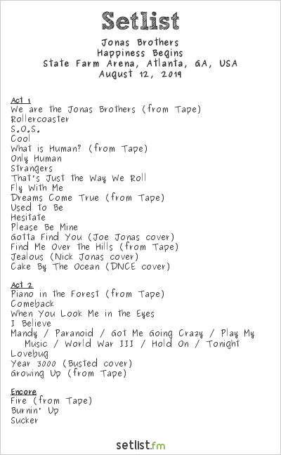 jonas brothers setlist