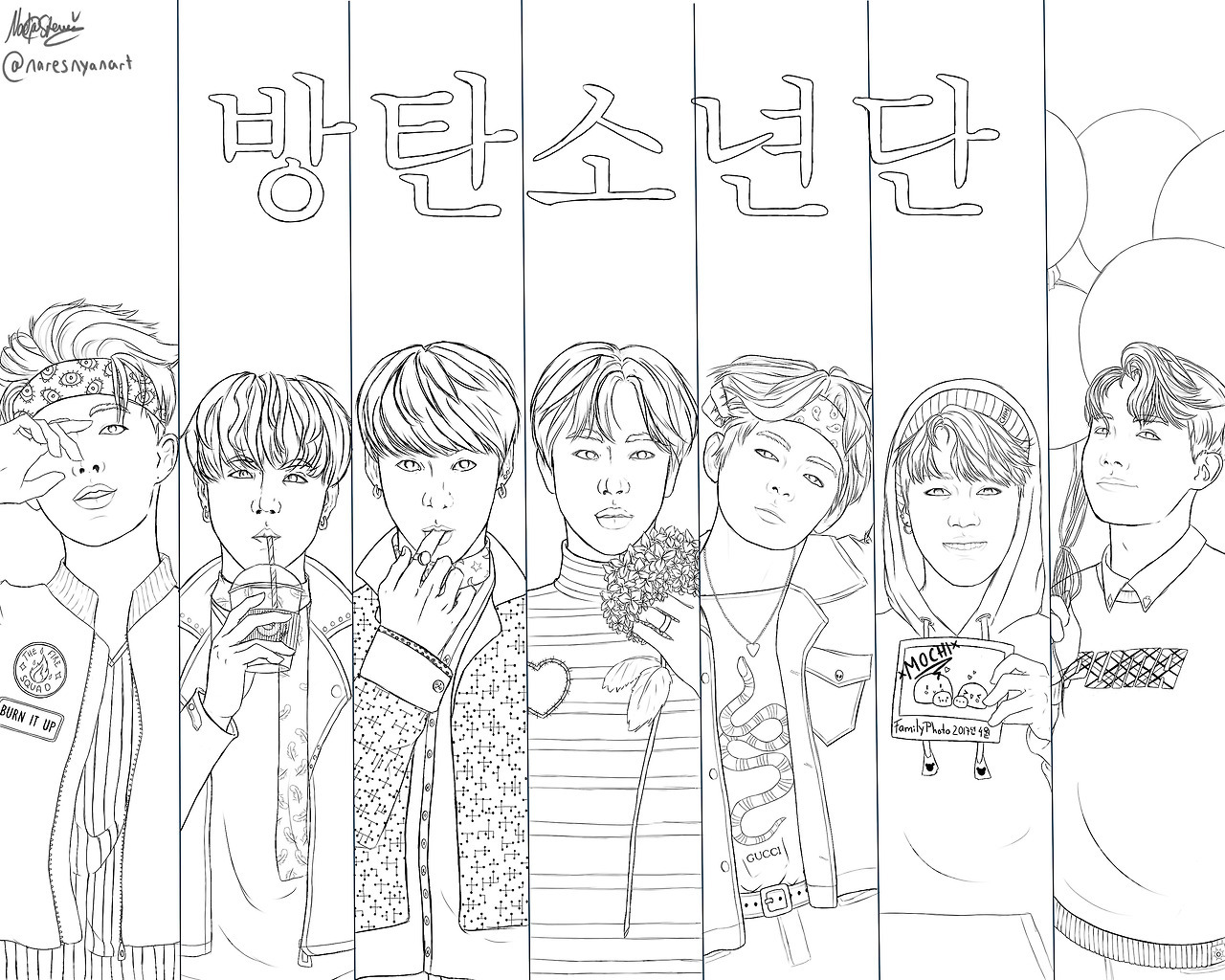 bts coloring pages