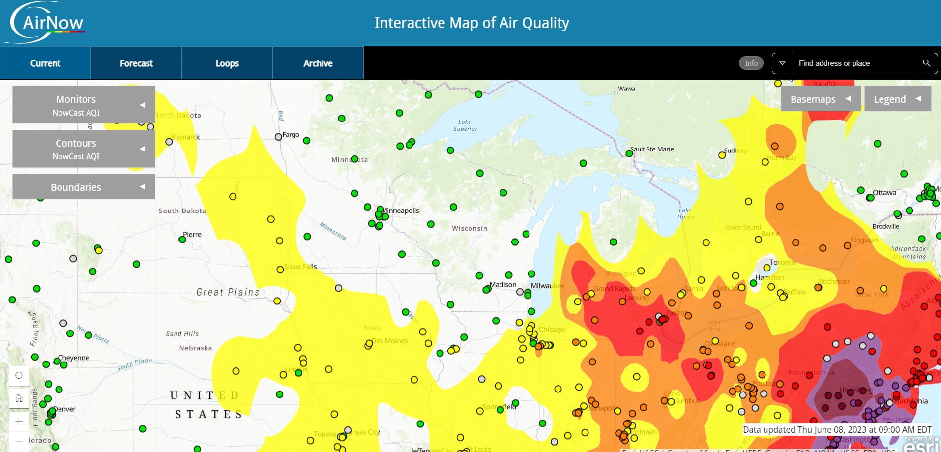 aqi michigan map