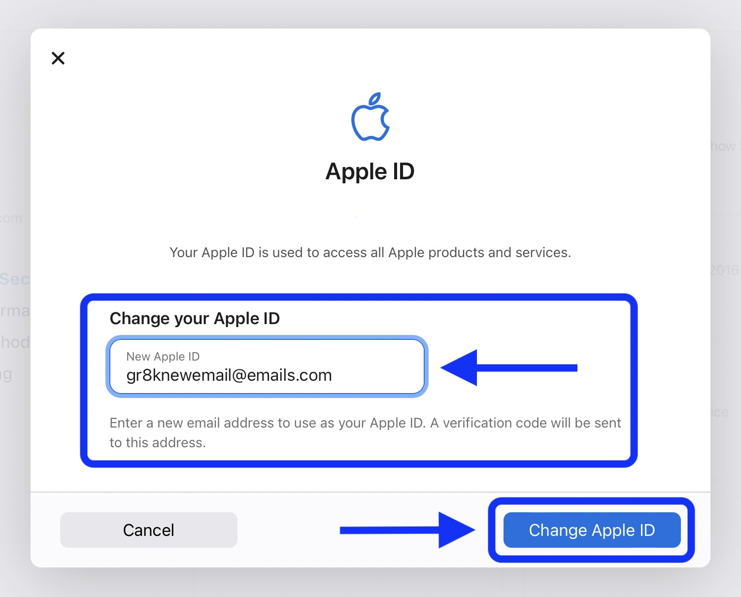 change apple id email