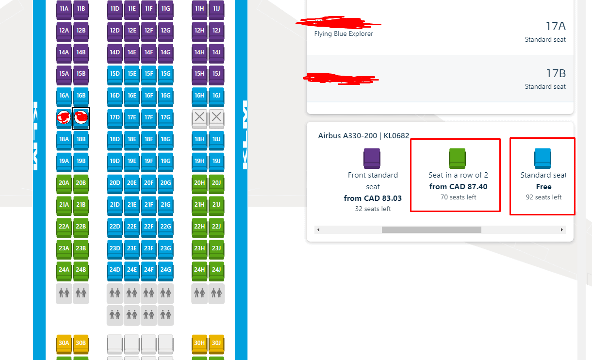 klm seat selection