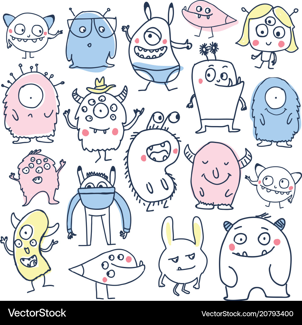 cute doodle monsters