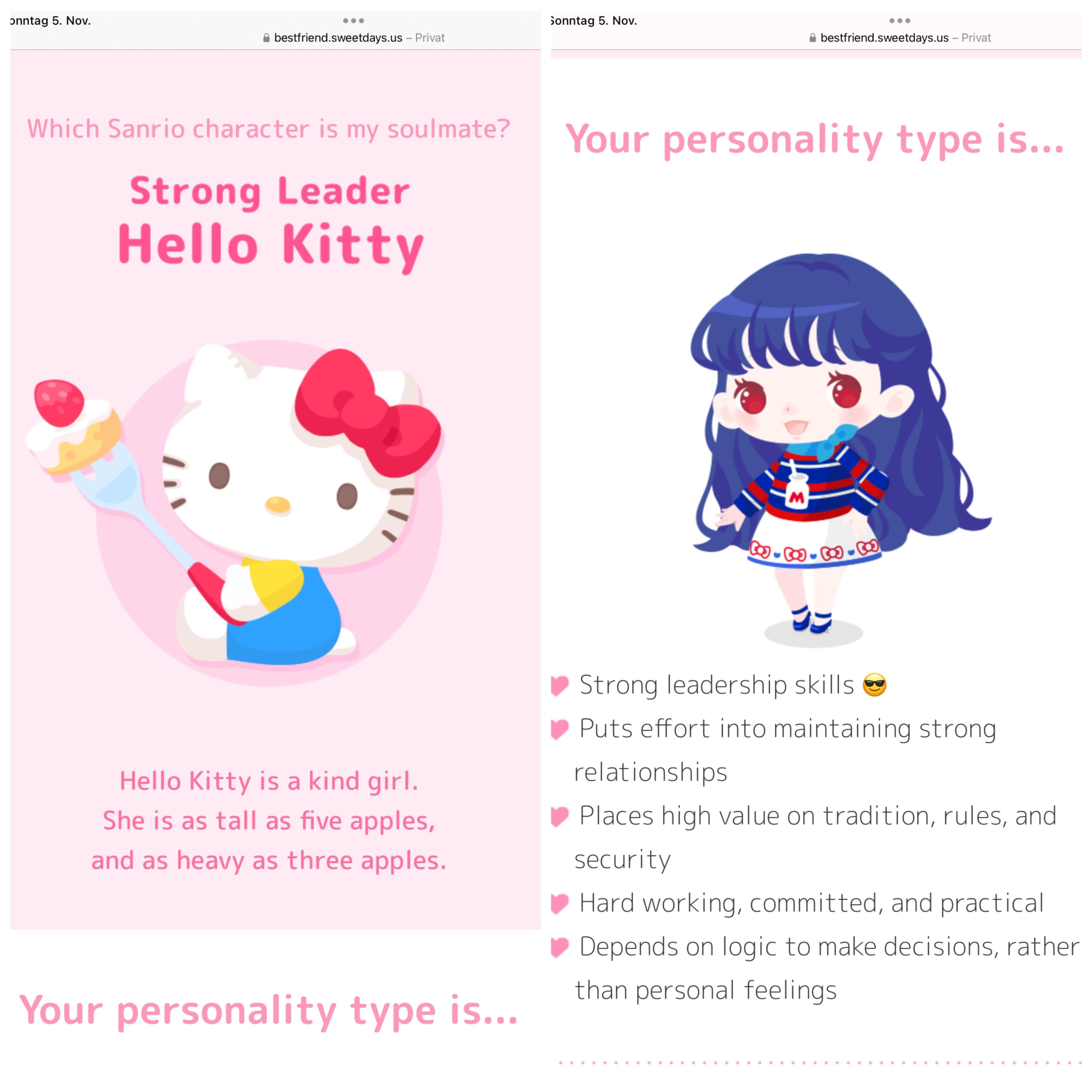 sanrio personality type